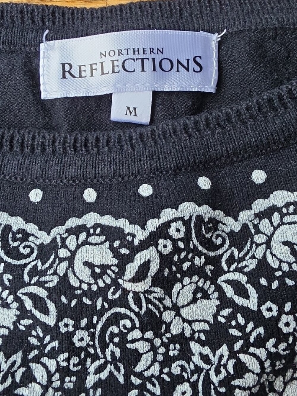 (M) Northern Reflections Crewneck Sweater Floral Polka Dot Base Layer Grandma - Picture 3 of 9